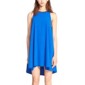 Alexander Wang Cobalt Blue Leather Trim Trapeze Crepe Dress
